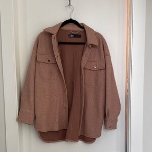 Zara Shacket in Dusty Rose
